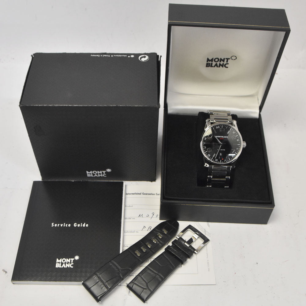 with paper MONTBLANC Timewalker GMT 7081 see-through back black Dial Automatic Men's
 Watch H#144946