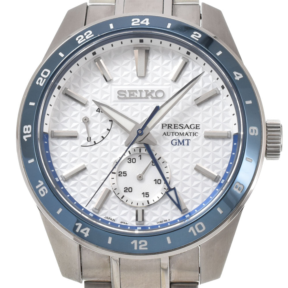 with paper SEIKO Presage 140th anniversary model SARF007/6R64-00D0 GMT power reserve date Silver Dial Automatic Men's
 Watch H#144950