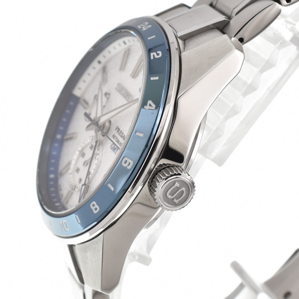 with paper SEIKO Presage 140th anniversary model SARF007/6R64-00D0 GMT power reserve date Silver Dial Automatic Men's
 Watch H#144950