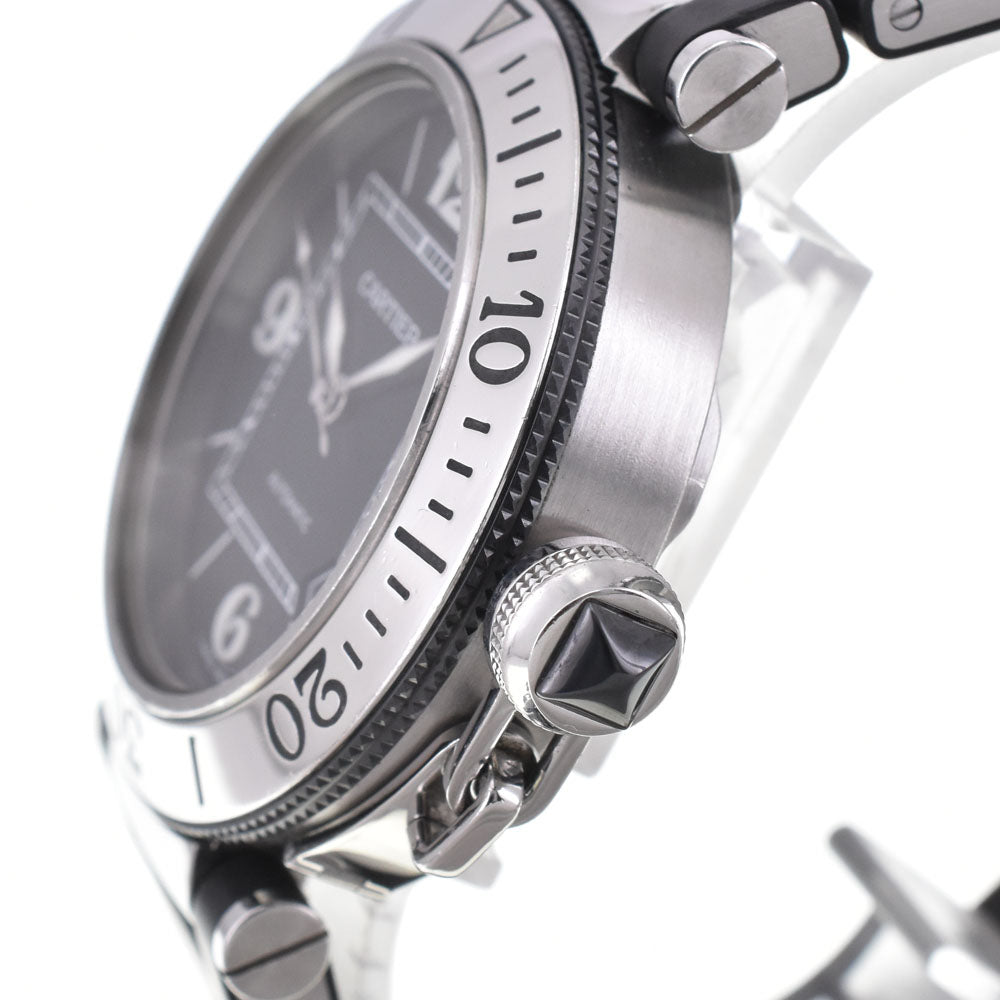 CARTIER Pasha Sea Timer Date W31077U2 Stainless Steel / Rubber black Dial Automatic Men's
 Watch I#144981