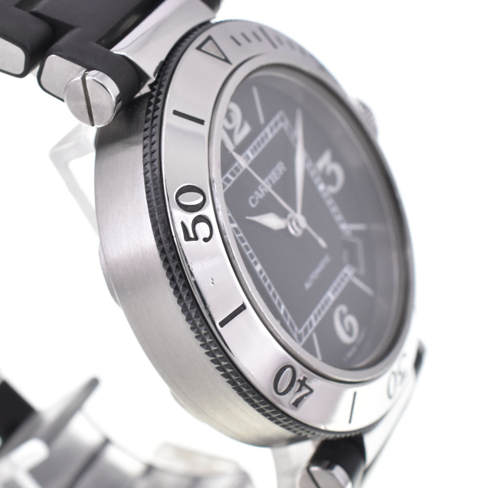 CARTIER Pasha Sea Timer Date W31077U2 Stainless Steel / Rubber black Dial Automatic Men's
 Watch I#144981