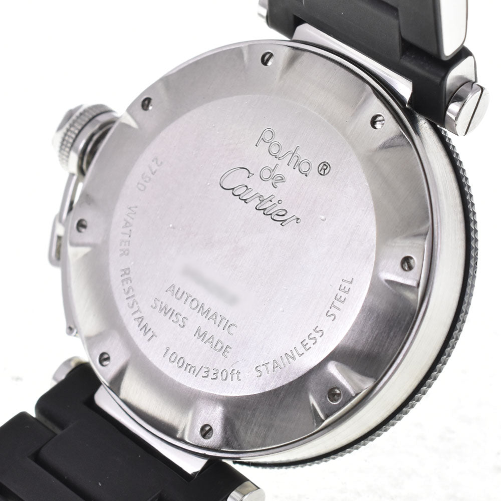 CARTIER Pasha Sea Timer Date W31077U2 Stainless Steel / Rubber black Dial Automatic Men's
 Watch I#144981