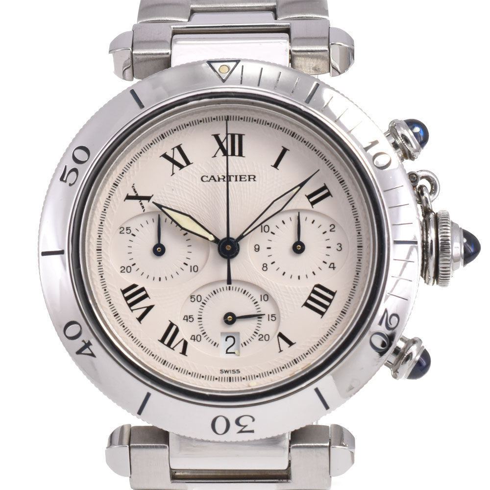 CARTIER Pasha Chronograph W31018H3/1050 Date Silver Dial Quartz Men's
 Watch K#144982