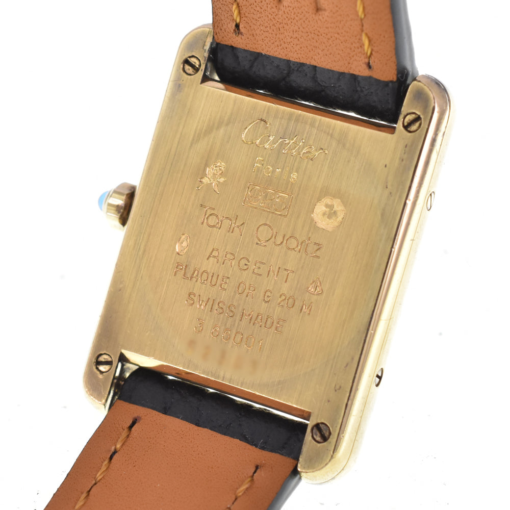 CARTIER Must tank 366001 SV925 (Gold Plated) / Leather wine-red Dial Quartz Ladies
 Watch H#144998