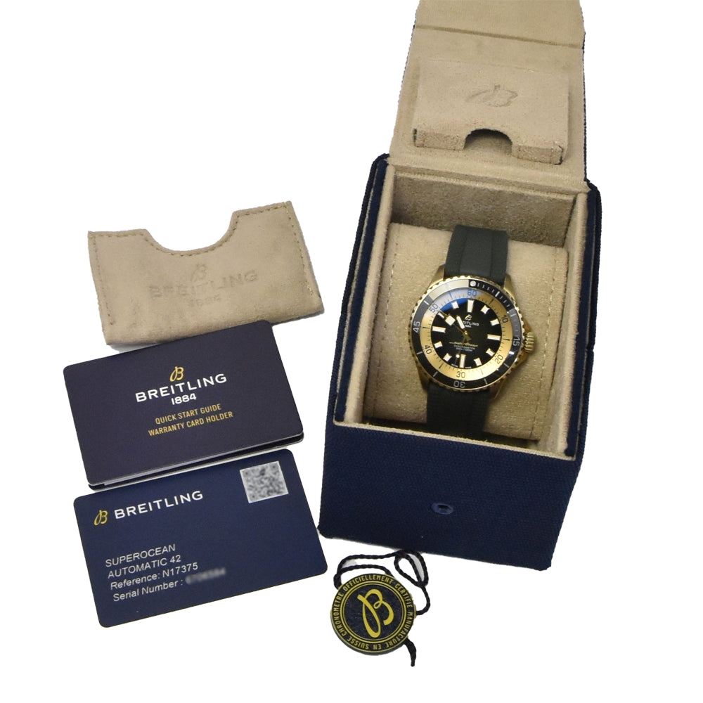 with paper BREITLING Super Ocean Automatic 42 N17375 bronze khaki Dial Automatic Men's
 Watch J#145031