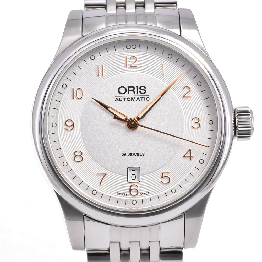 with paper ORIS Classic Date 01 733 7594 4061-07 8 20 61 see-through back Silver Dial Automatic Men's
 Watch K#145080