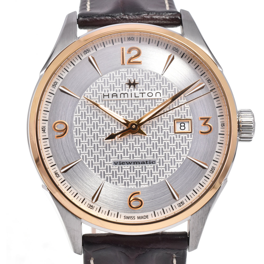HAMILTON Jazzmaster Viewmatic Date H427250 Calfskin embossing Silver Dial Automatic Men's
 Watch I#145091