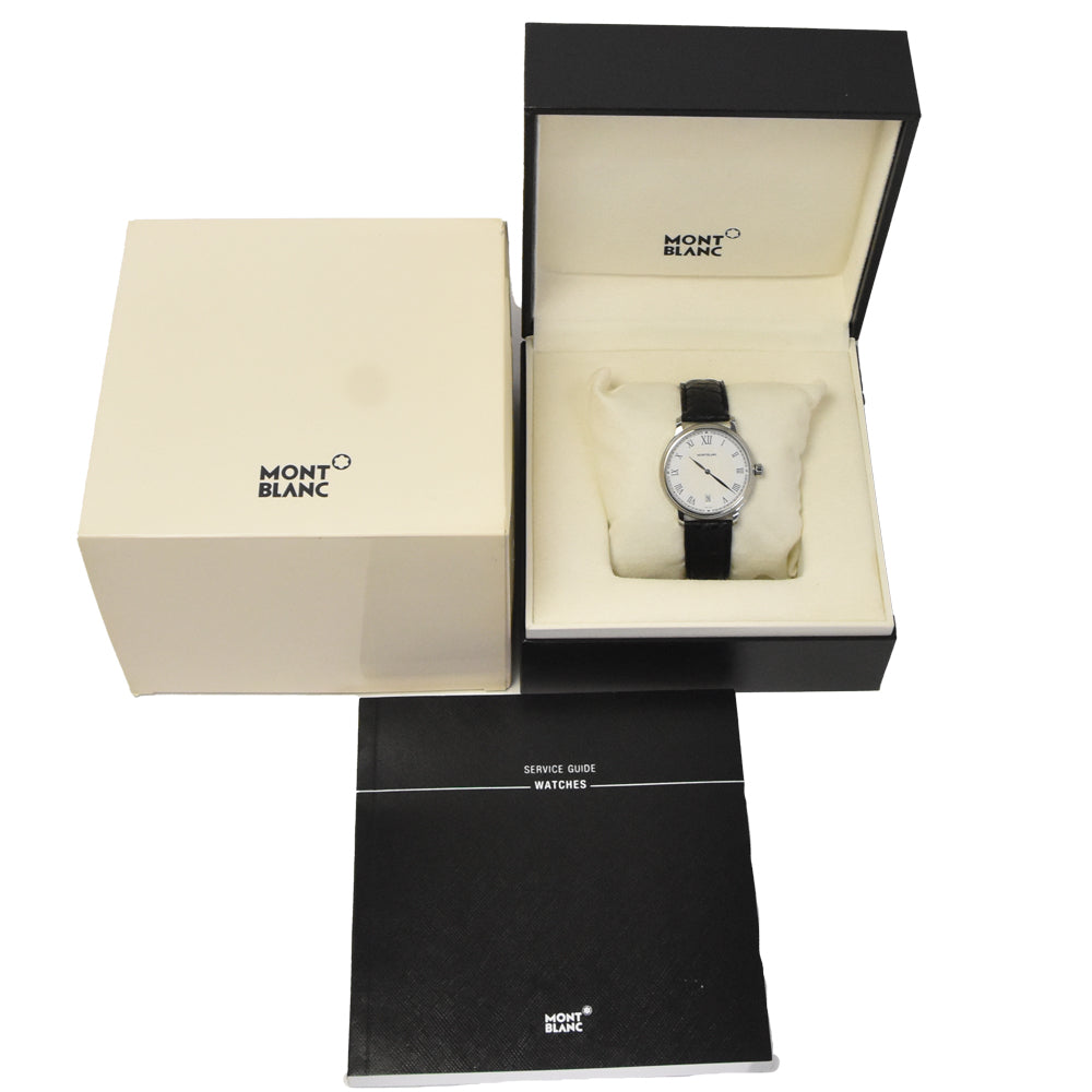 with paper MONTBLANC Tradition Date 112635 white Dial Quartz Men's
 Watch K#145092