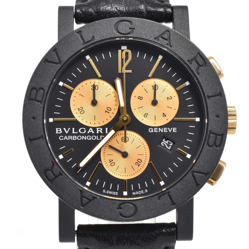with paper BVLGARI Bulgari Bulgari Carbon Gold BB38CLCH ST.MORITZ limited edition black Dial Quartz Men's
 Watch H#145093