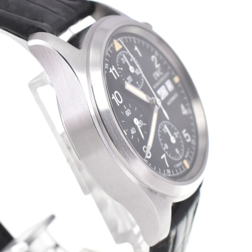 IWC SCHAFFHAUSEN Mechanical freeger IW370603 Chronograph day date black Dial Automatic Men's
 Watch J#145110