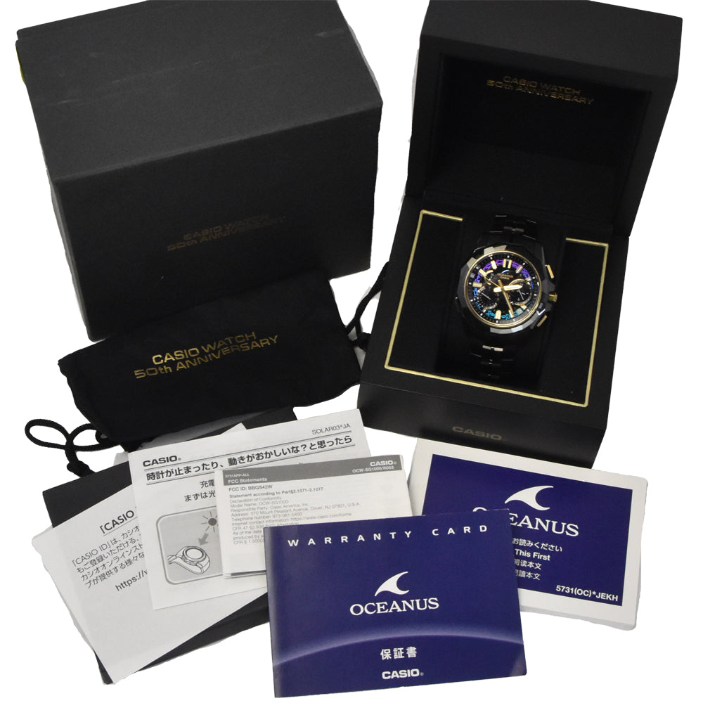 with paper CASIO Manta SG1000 Series OCW-SG1000ZE-1AJR World limited 350 black Dial Radio Sync Solar Men's
 Watch J#145114