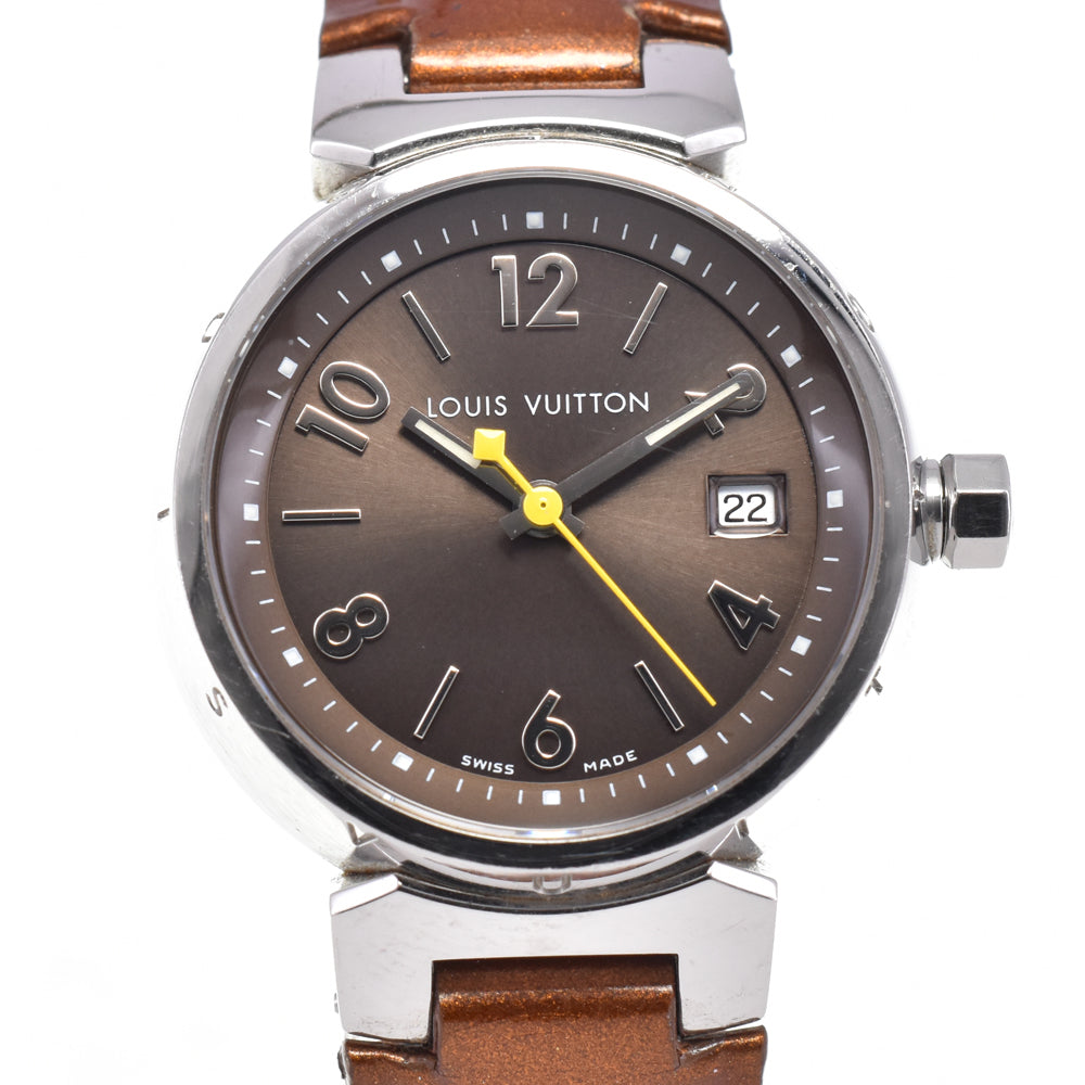 LOUIS VUITTON Tambourg Date Q1211 Brown Dial Quartz Ladies
 Watch I#145142