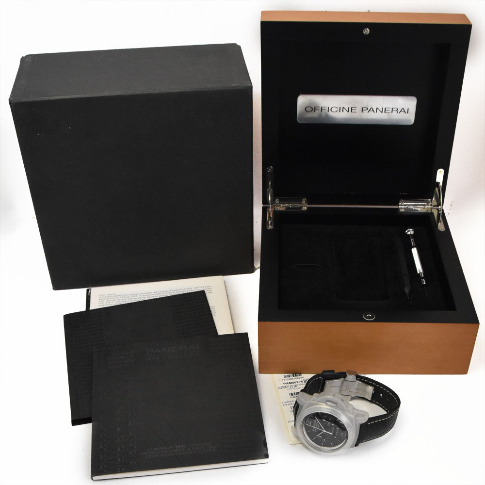 with paper PANERAI Luminor 1950 8 Days Chrono Monopulsante GMT PAM00275 black Dial Hand Winding Men's
 Watch □#145156