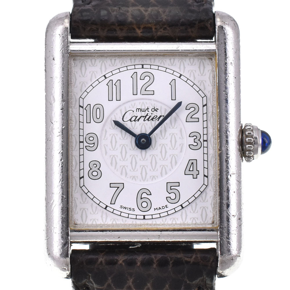 CARTIER Must Tank SM Vermeil W1014254/2416 SV 925 / Leather White / Silver Dial Quartz Ladies
 Watch I#145157