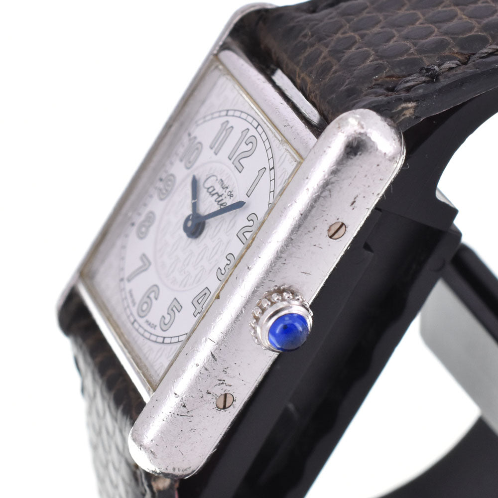 CARTIER Must Tank SM Vermeil W1014254/2416 SV 925 / Leather White / Silver Dial Quartz Ladies
 Watch I#145157