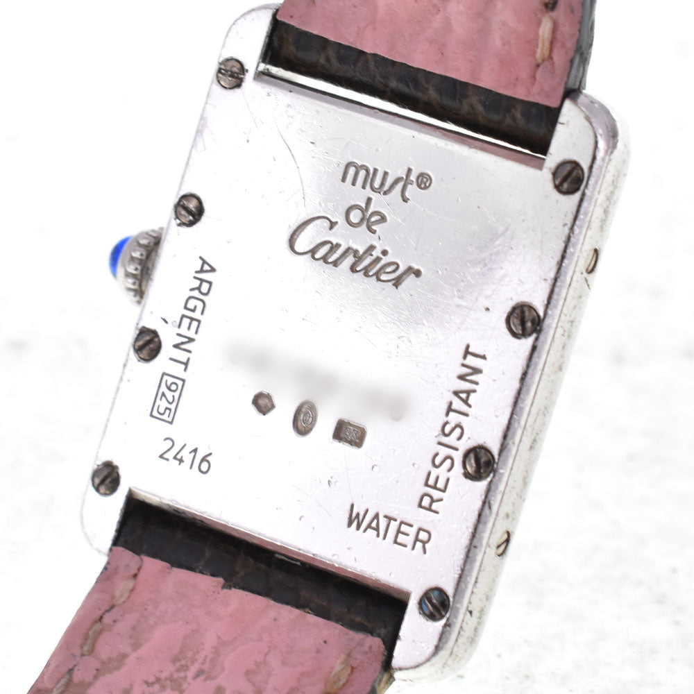 CARTIER Must Tank SM Vermeil W1014254/2416 SV 925 / Leather White / Silver Dial Quartz Ladies
 Watch I#145157