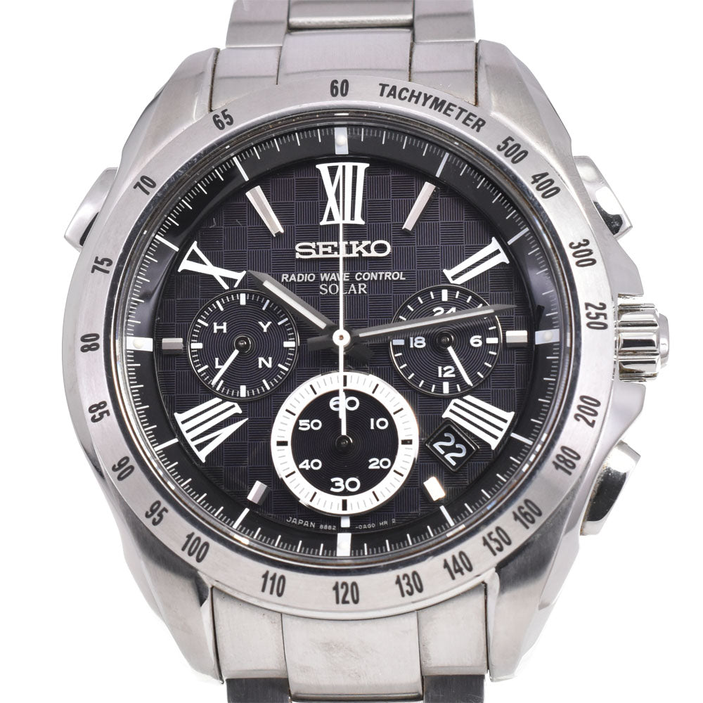 SEIKO Brights SAGA071/8B82-0AG0 black Dial Radio Sync Solar Men's
 Watch I#145166