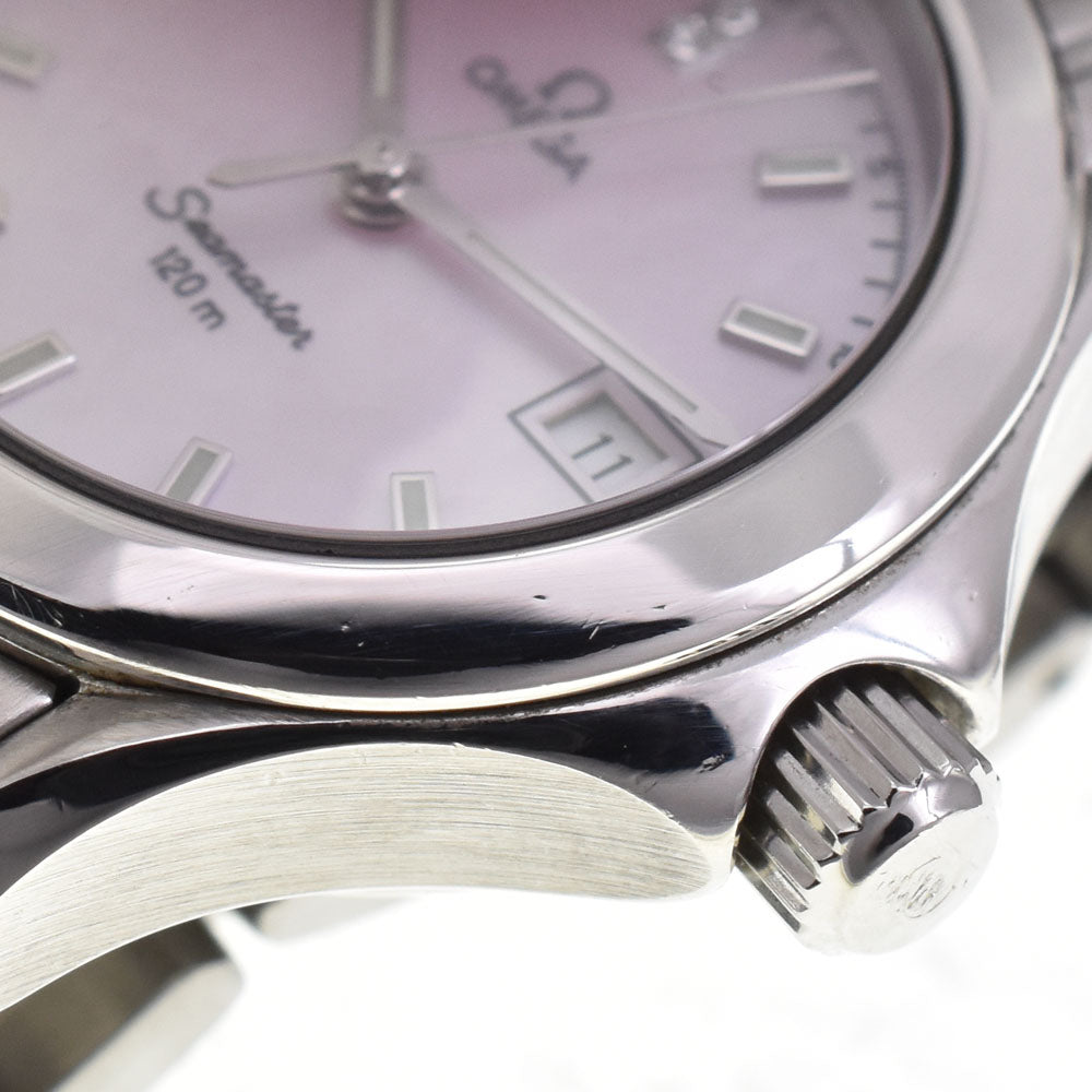 with paper OMEGA Seamaster 120M 2581.74 2P diamond date Pink shell Dial Quartz Ladies
 Watch M#145190