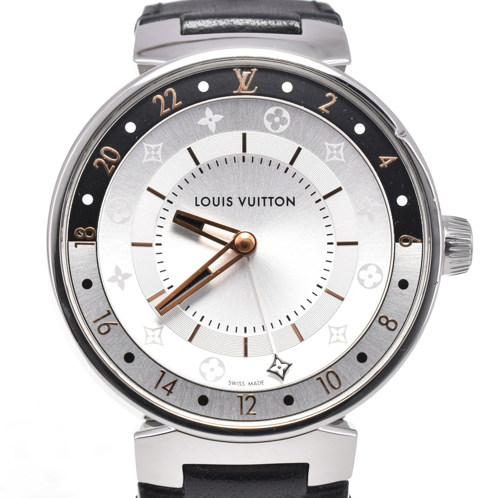 with paper LOUIS VUITTON Tambour Moon Dual Time Q8D10 Silver Dial Quartz Men's
 Watch J#145200