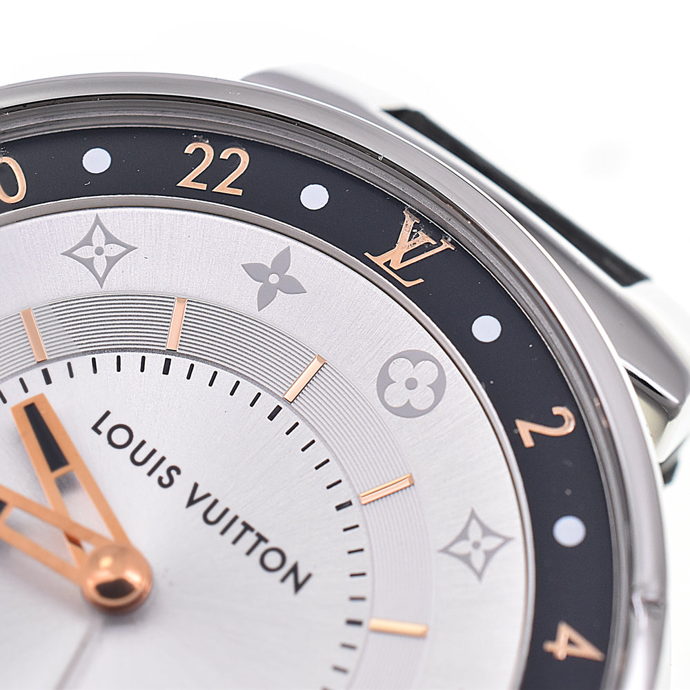 with paper LOUIS VUITTON Tambour Moon Dual Time Q8D10 Silver Dial Quartz Men's
 Watch J#145200