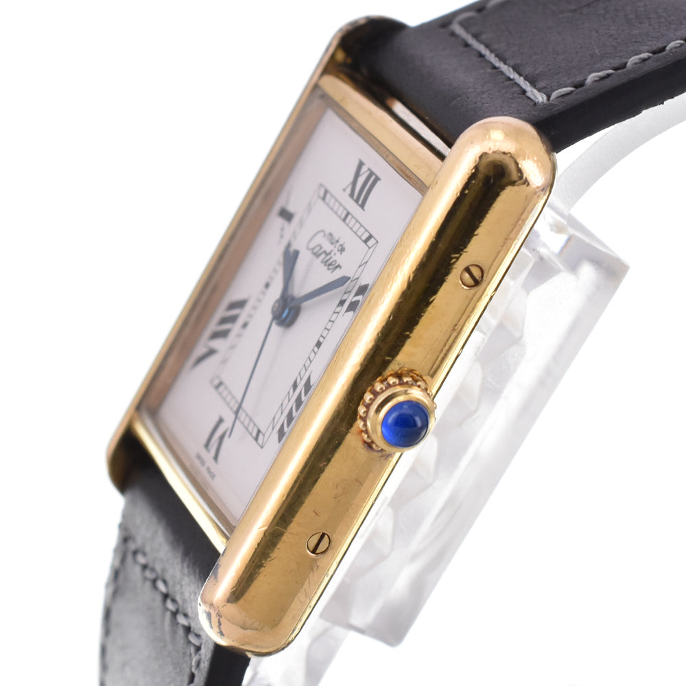 CARTIER Must tank W1013754 SV925 (Gold Plated) / Leather Silver Dial Quartz Men's
 Watch P#145205