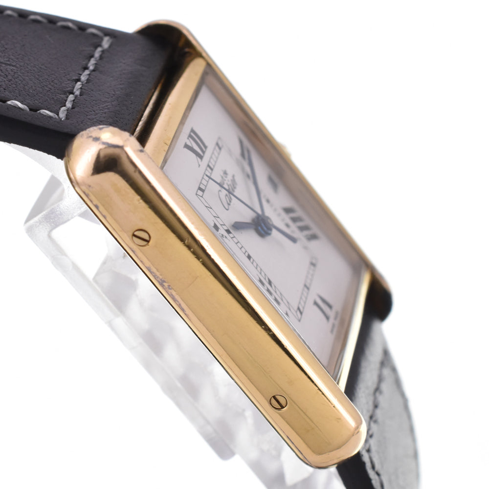 CARTIER Must tank W1013754 SV925 (Gold Plated) / Leather Silver Dial Quartz Men's
 Watch P#145205