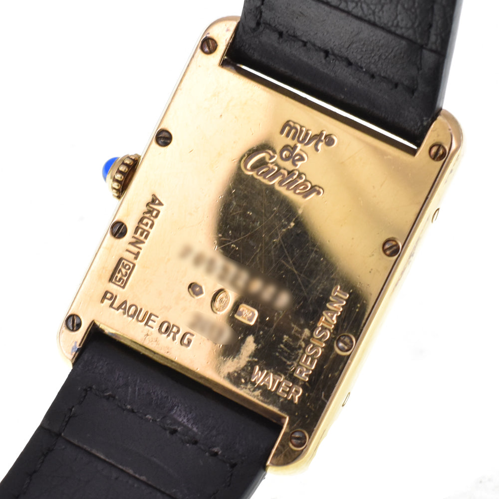 CARTIER Must tank W1013754 SV925 (Gold Plated) / Leather Silver Dial Quartz Men's
 Watch P#145205