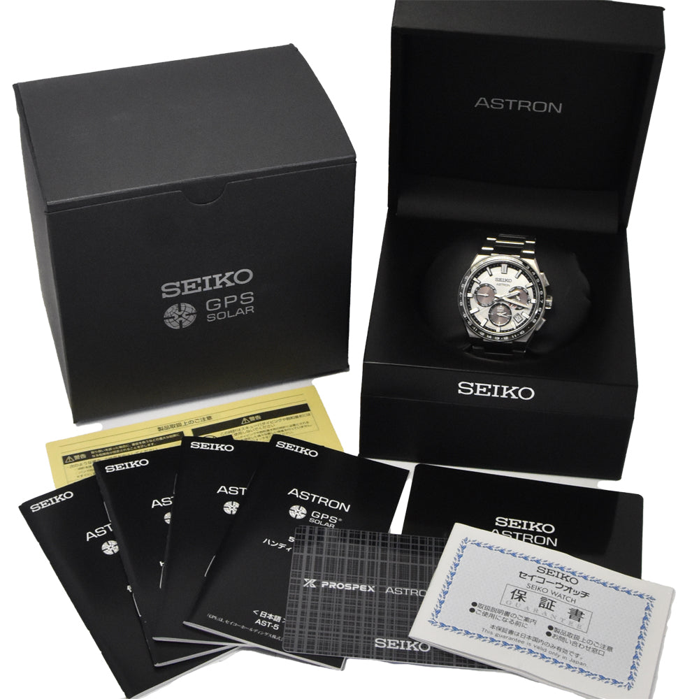 with paper SEIKO Astron Nexter 5X53-0BR0/SBXC107 Silver Dial GPS Solar Men's
 Watch J#145208