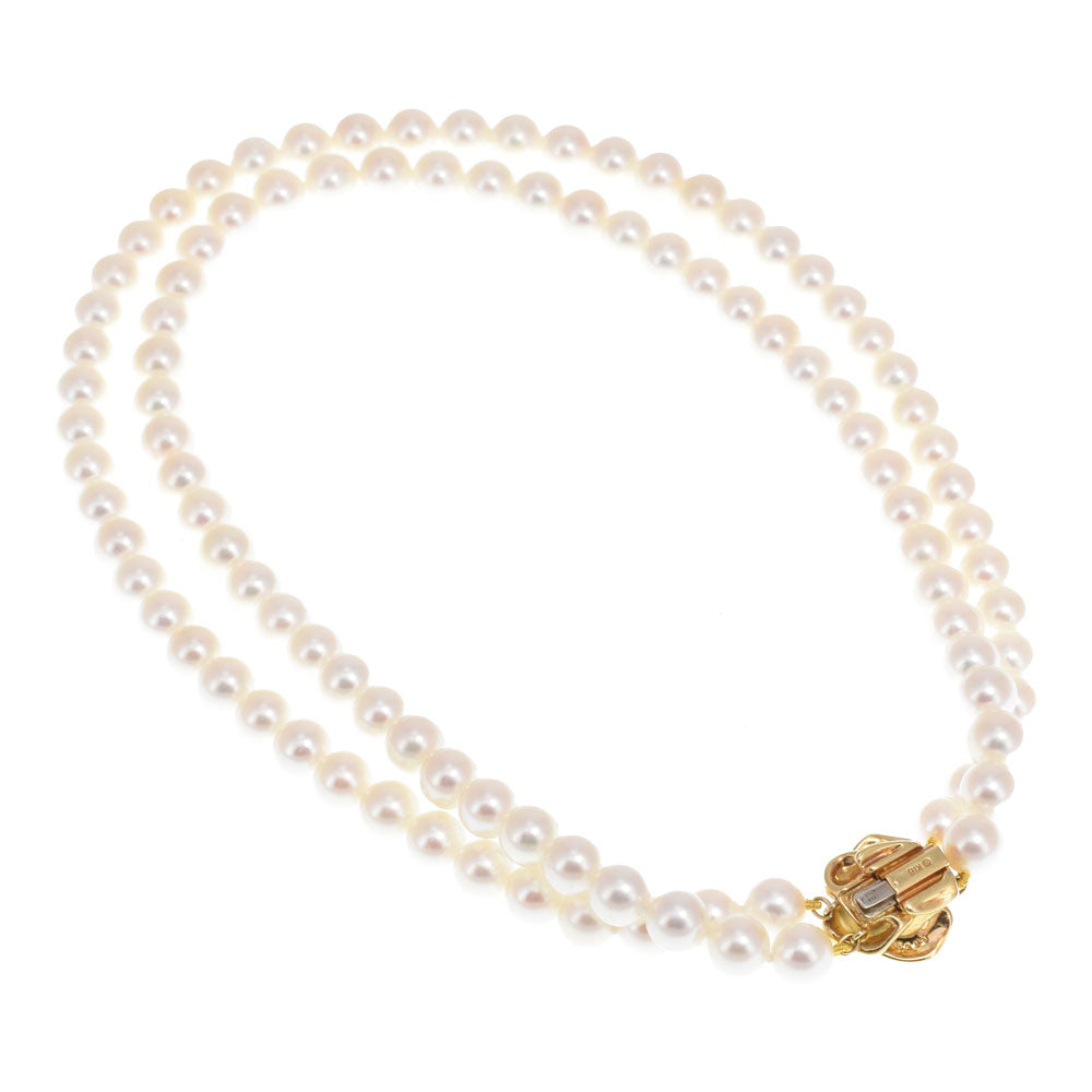 MIKIMOTO Pearl Diamond Enamel Pearl Necklace 0.3"-0.3"/2 strands Ladies
 jewelry X#145214