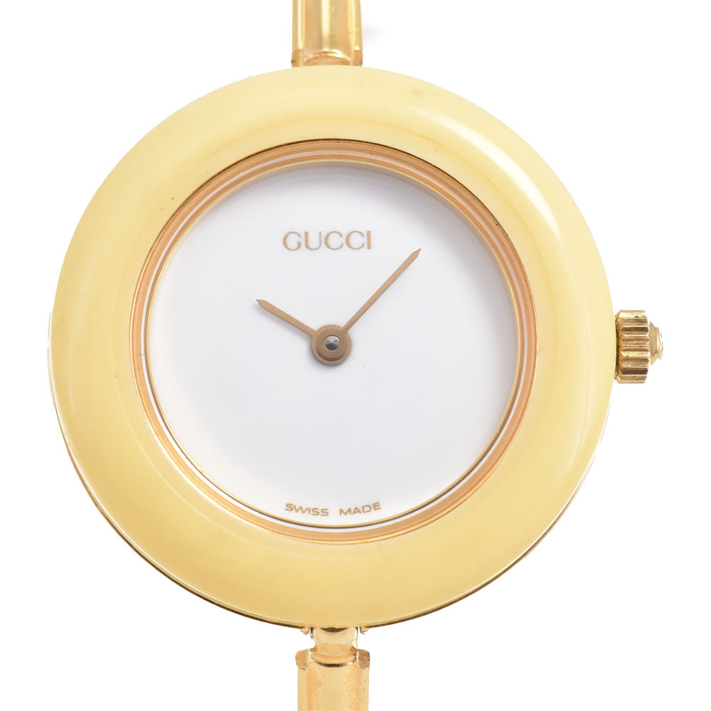 GUCCI Change bezel 11/12.2 Gold Plated white Dial Quartz Ladies
 Watch M#145280