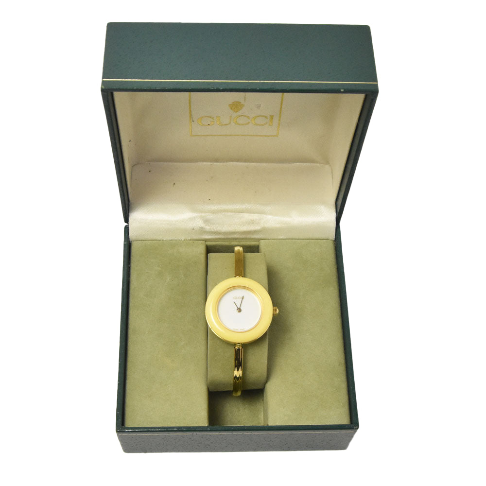 GUCCI Change bezel 11/12.2 Gold Plated white Dial Quartz Ladies
 Watch M#145280