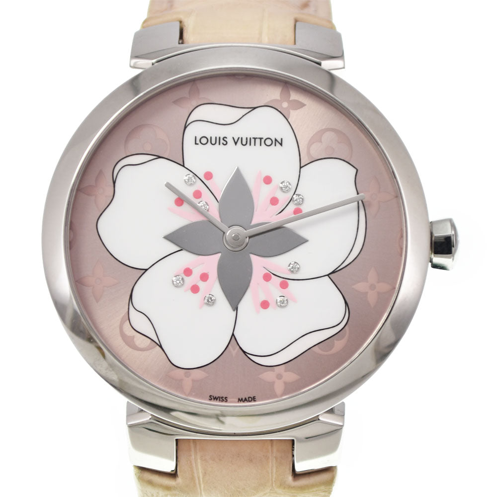 LOUIS VUITTON Tambour Sakura Q13MJE 8P diamond pink Dial Quartz Ladies
 Watch M#145300