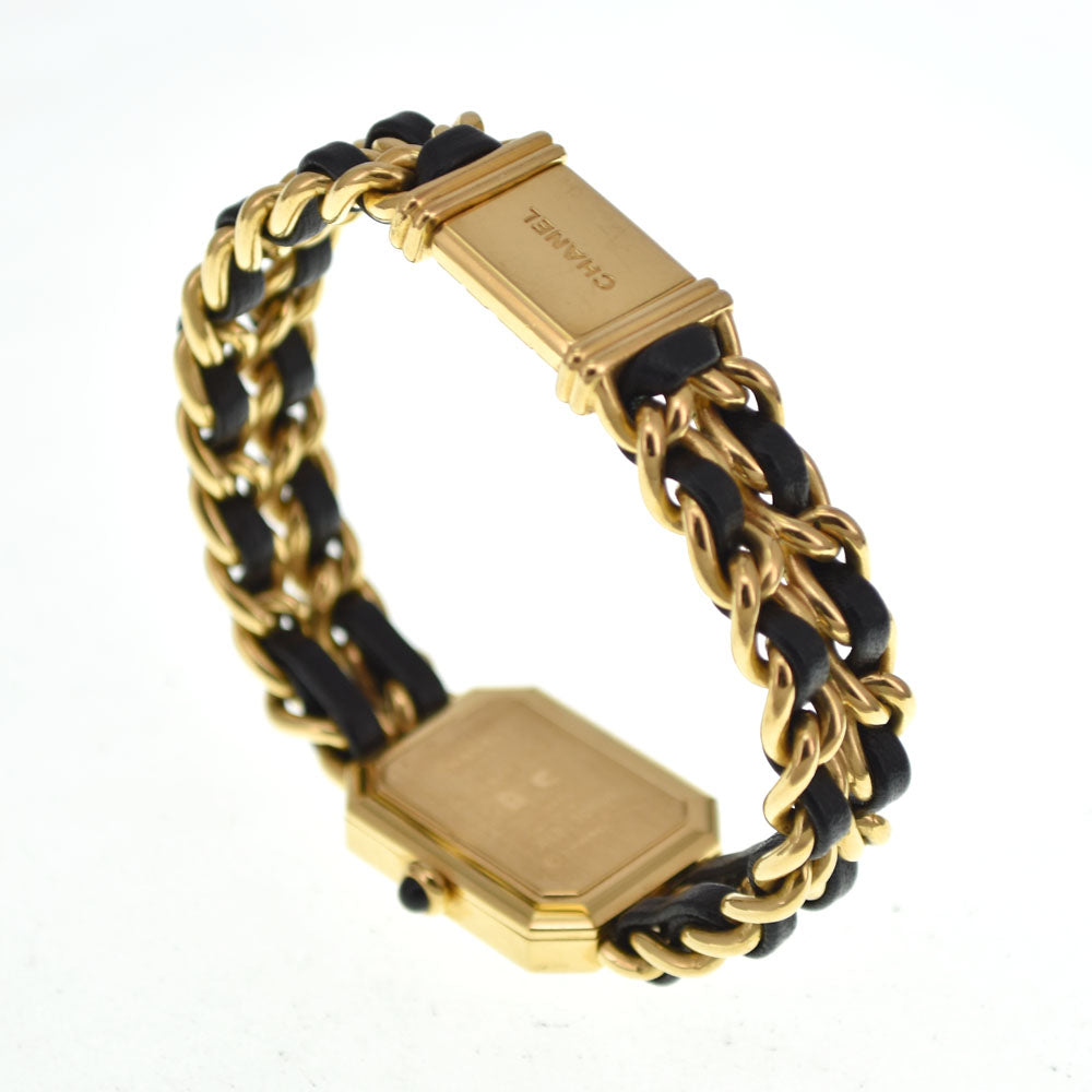CHANEL Premiere L H0001 Gold Plated / Leather black Dial Quartz Ladies
 Watch M#145315