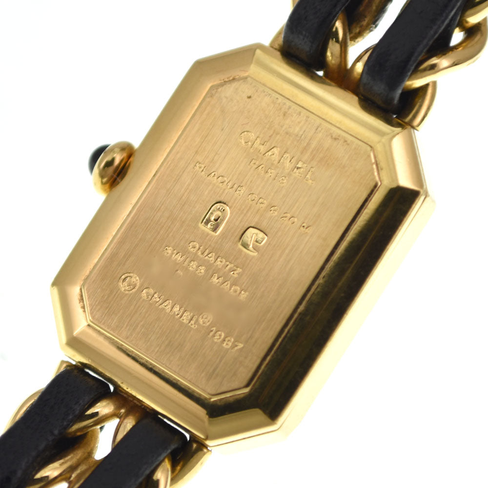 CHANEL Premiere L H0001 Gold Plated / Leather black Dial Quartz Ladies
 Watch M#145315