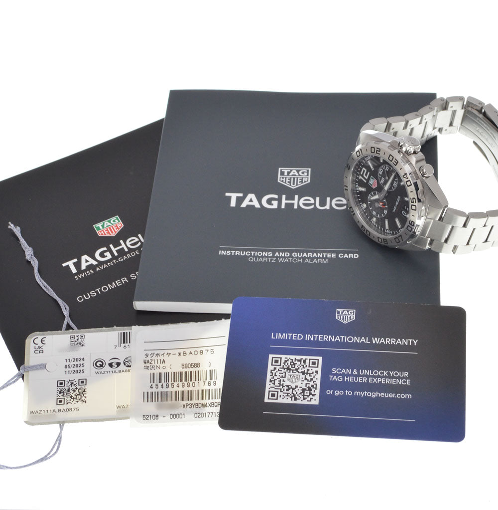 with paper TAG HEUER Formula 1 WAZ111A.BA0875 alarm grand date black Dial Quartz Men's
 Watch K#145375