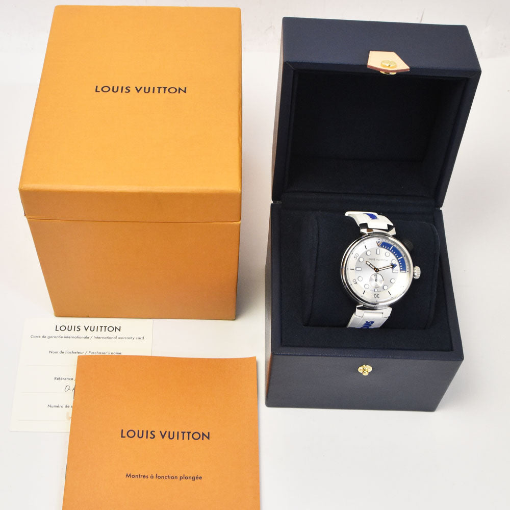 with paper LOUIS VUITTON Tambour Street Diver Pacific White QA124Z Silver Dial Quartz Unisex
 Watch M#145400