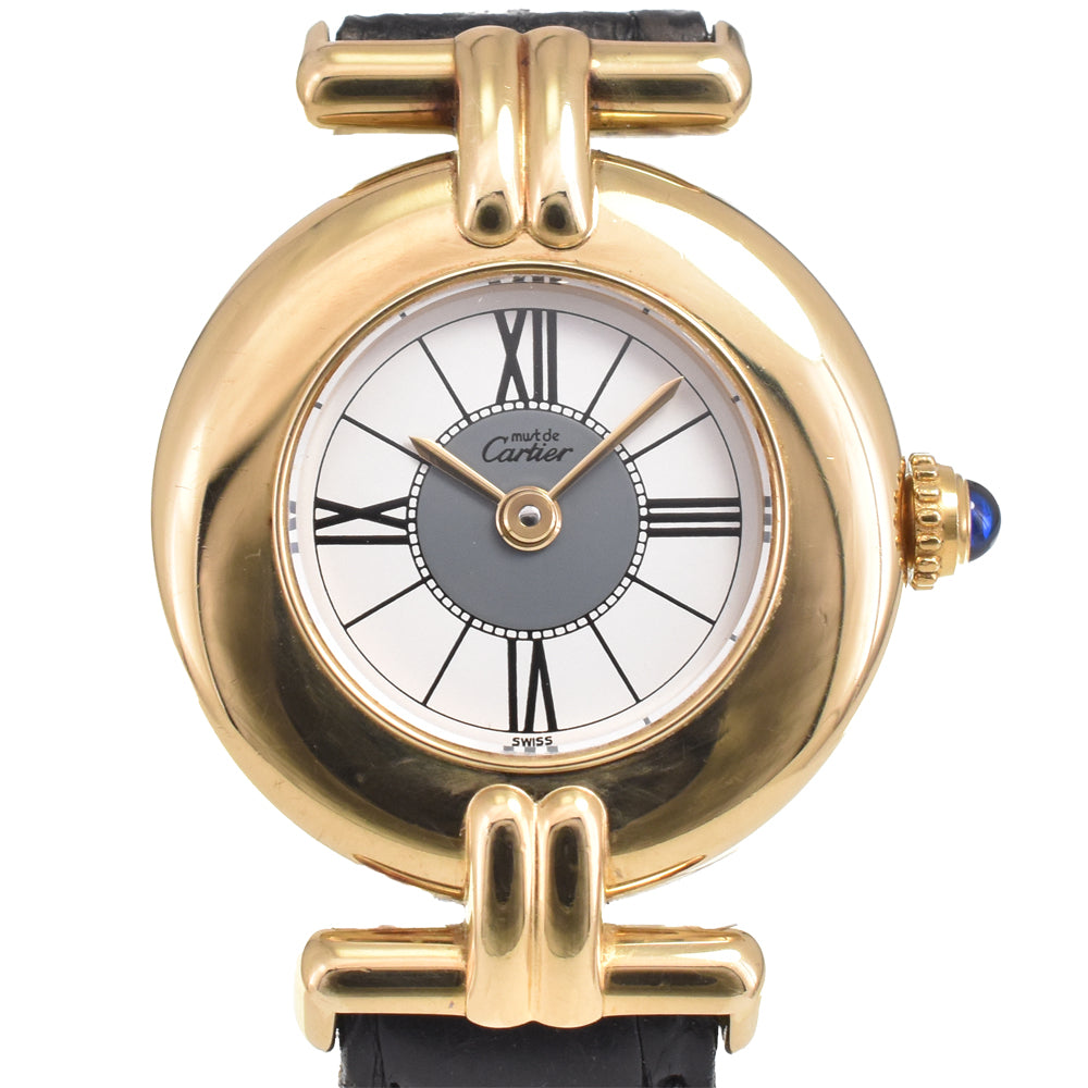 with paper CARTIER Must-Collize W1004354 SV925 (Gold Plated) / Leather white Dial Quartz Ladies
 Watch L#145418