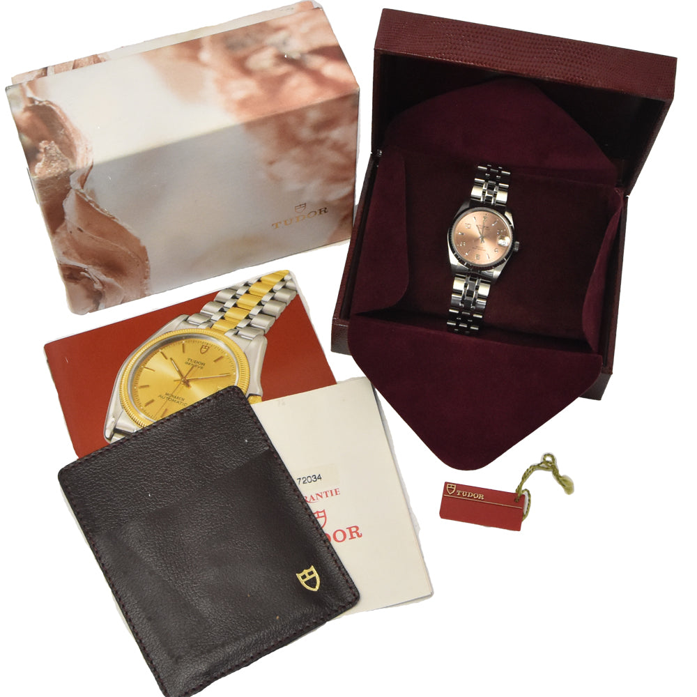 with paper TUDOR Prince Date 72034 pink Dial Automatic Men's
 Watch L#145467