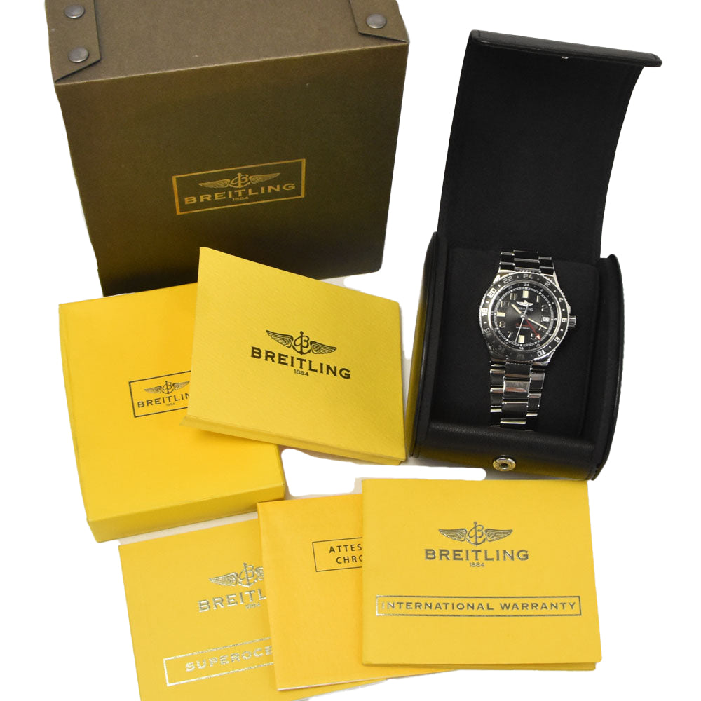 with paper BREITLING Superocean GMT A32380 Rotating Bezel black Dial Automatic Men's
 Watch M#145528
