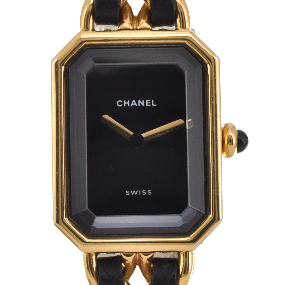 CHANEL Premiere H0001 Gold Plated / Leather black Dial Quartz Ladies
 Watch M#145533