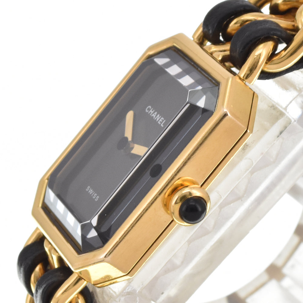CHANEL Premiere H0001 Gold Plated / Leather black Dial Quartz Ladies
 Watch M#145533