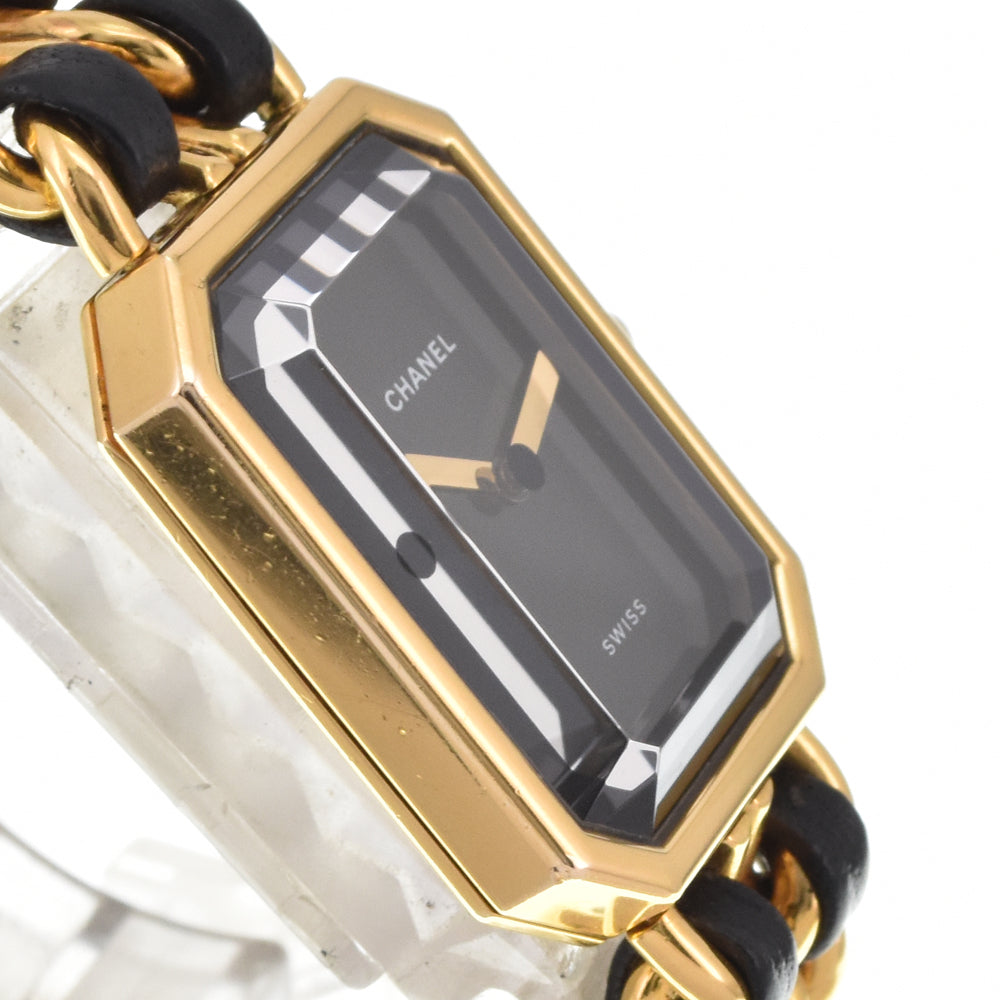 CHANEL Premiere H0001 Gold Plated / Leather black Dial Quartz Ladies
 Watch M#145533