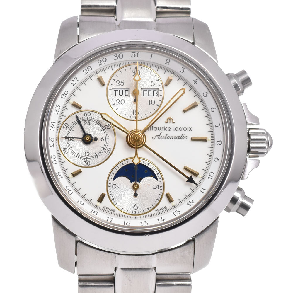 with paper MAURICE LACROIX Kroneo 02736-6721 Chronograph Triple calendar Silver / Gold Dial Automatic Men's
 Watch N#145539