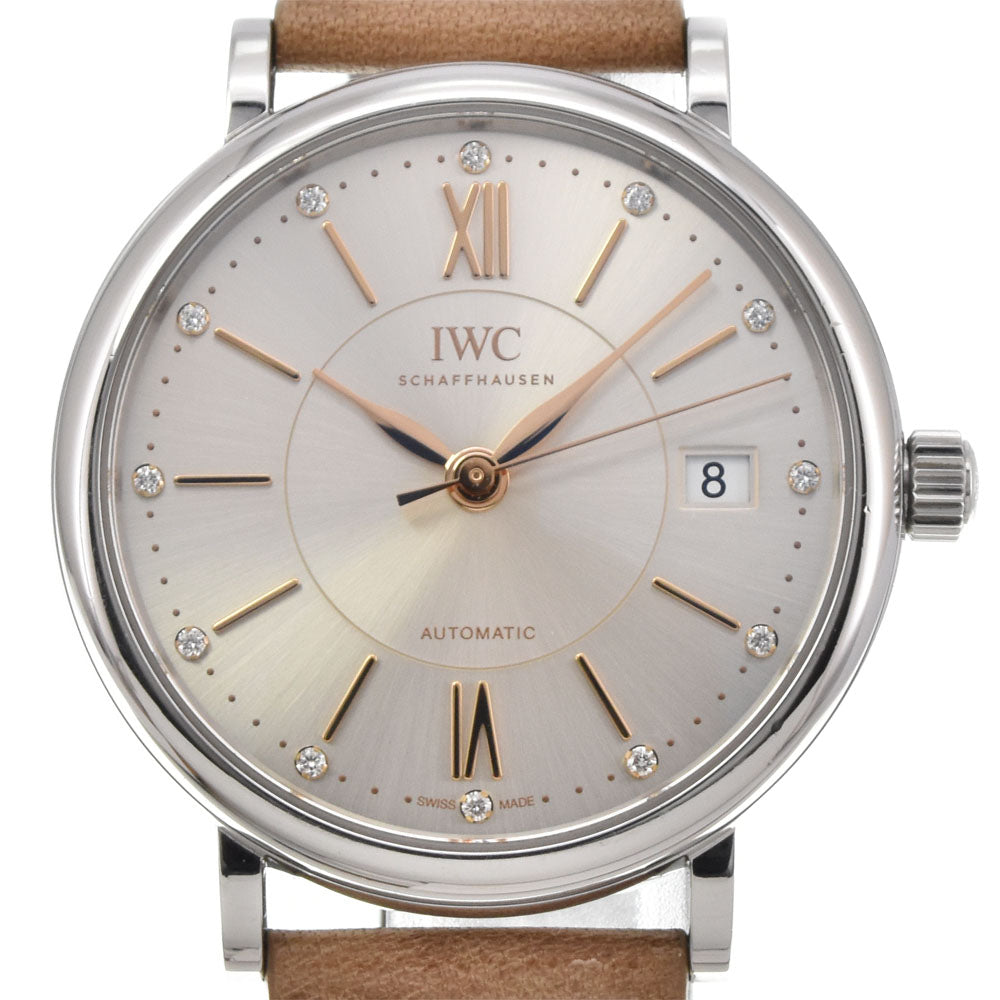 with paper IWC SCHAFFHAUSEN Portofino Automatic 37 IW458101 12P diamond date Silver Dial Automatic Men's
 Watch M#145540