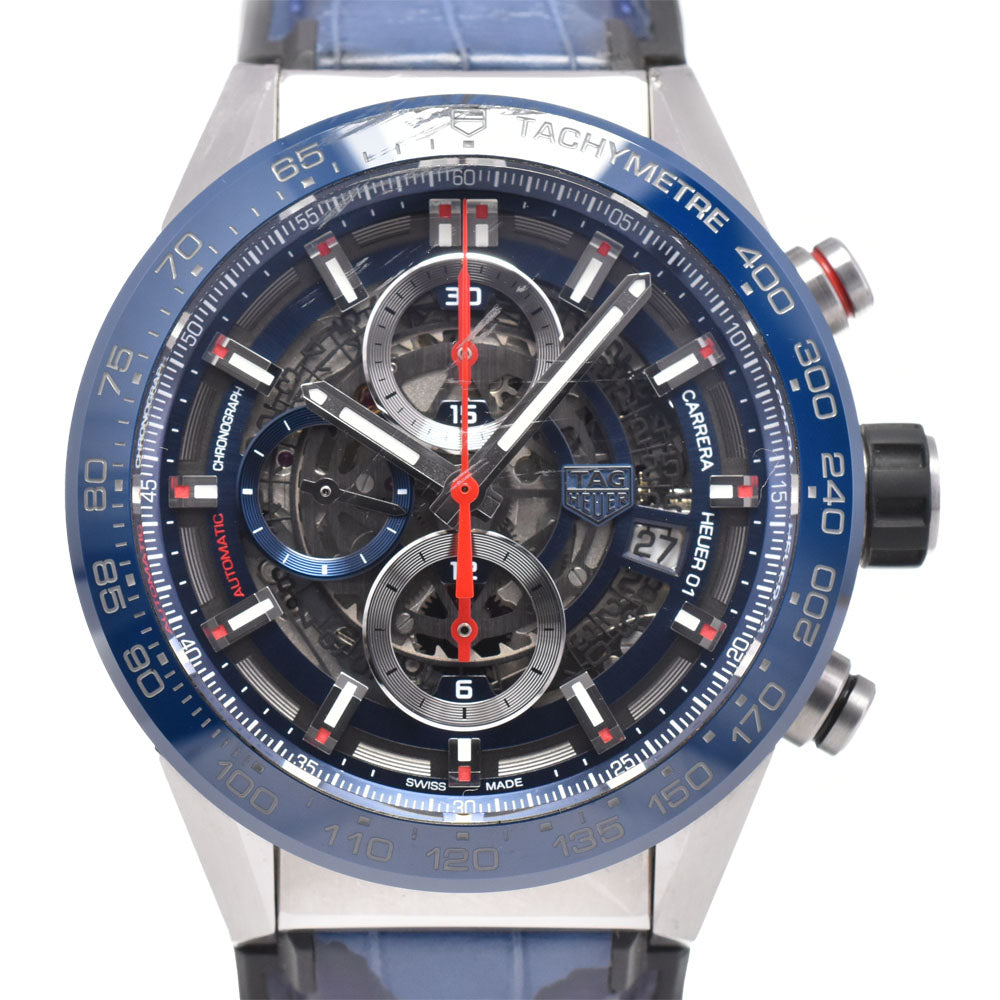 with paper TAG HEUER Carrera CAR201T Chronograph blue Dial Automatic Men's
 Watch O#145545