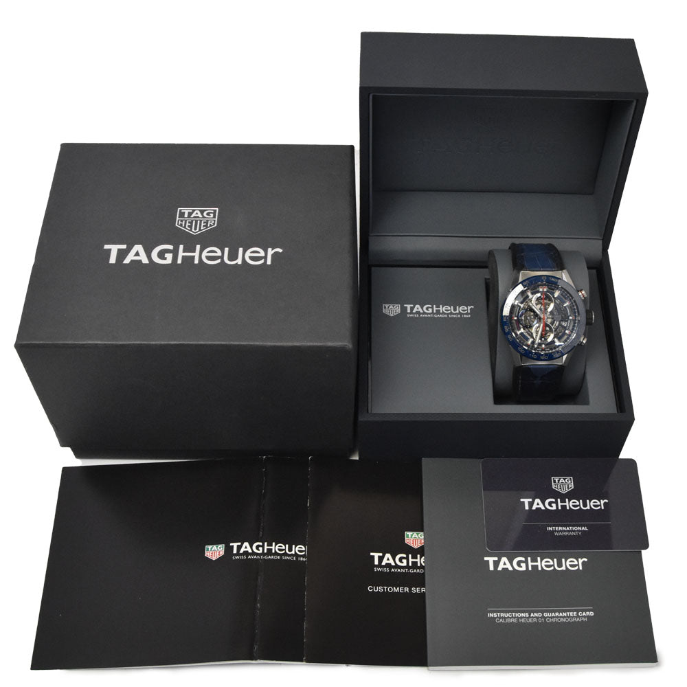 with paper TAG HEUER Carrera CAR201T Chronograph blue Dial Automatic Men's
 Watch O#145545