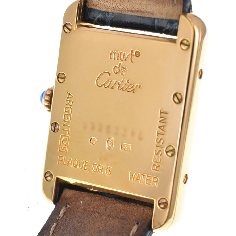 with paper CARTIER Must tank W1013854 SV925 (Gold Plated) / Leather White / Silver Dial Quartz Ladies
 Watch M#145553