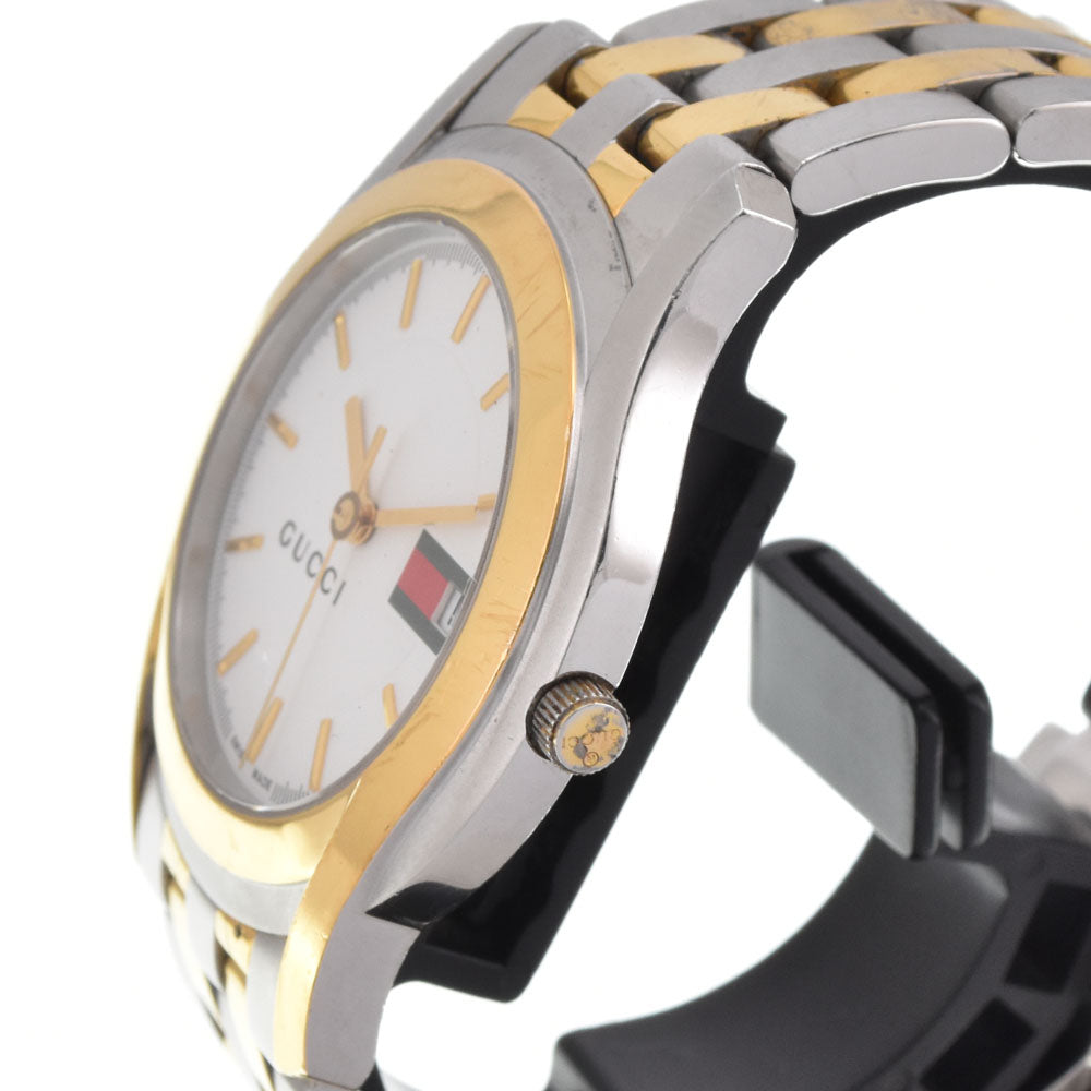 GUCCI 5500M Date Stainless Steel/Gold Plated white Dial Quartz Men's
 Watch N#145555