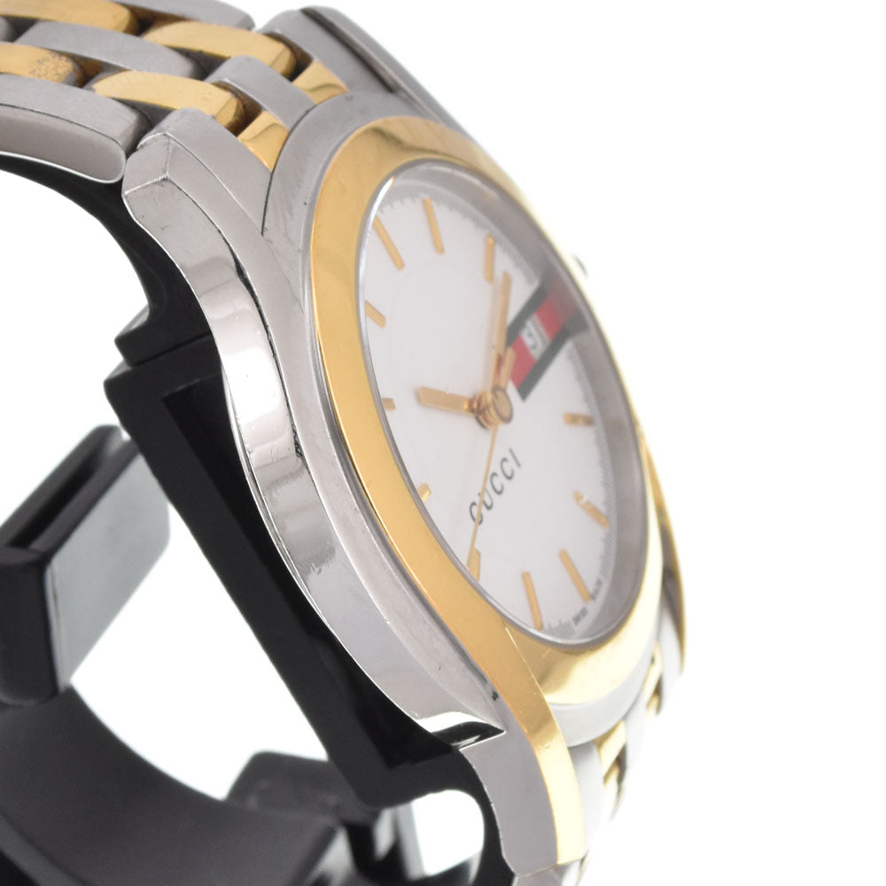 GUCCI 5500M Date Stainless Steel/Gold Plated white Dial Quartz Men's
 Watch N#145555