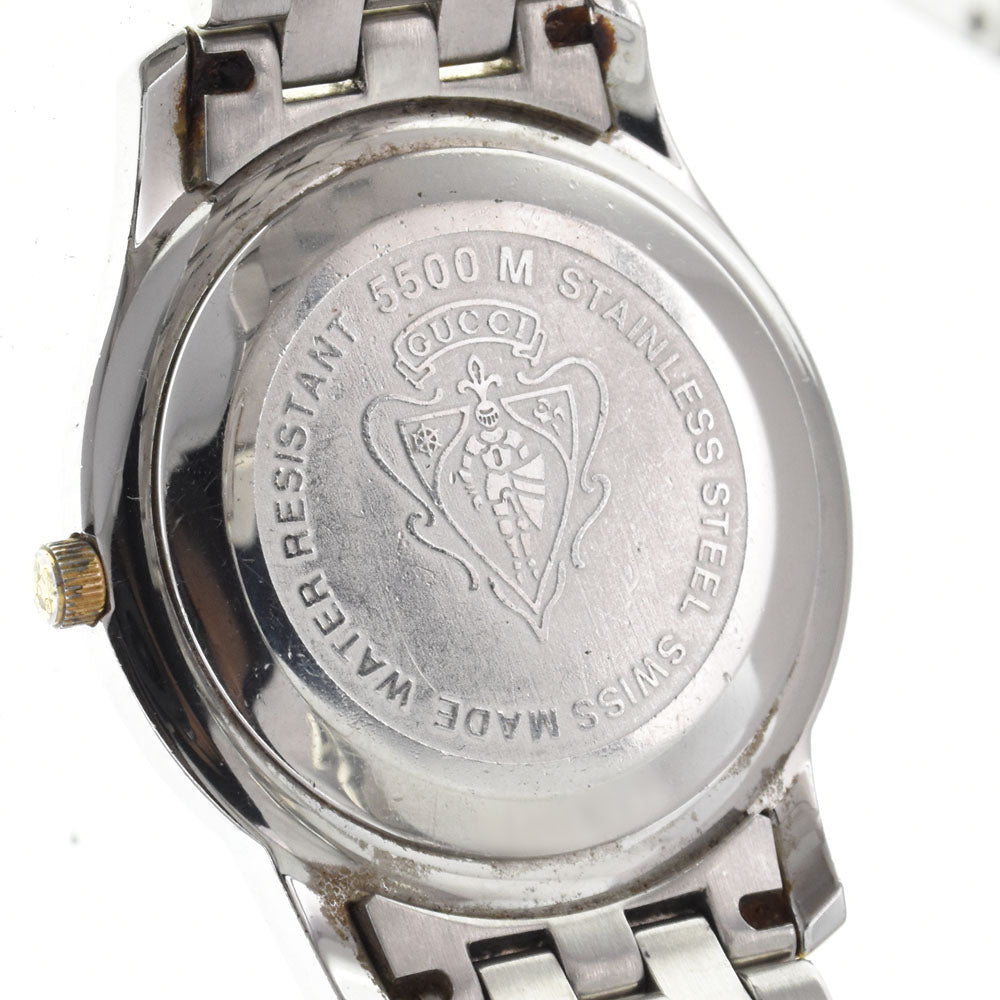 GUCCI 5500M Date Stainless Steel/Gold Plated white Dial Quartz Men's
 Watch N#145555